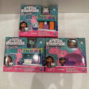 Gabby's Dollhouse - 'Mercat', 'GABBY' & 'CAKEY' ROOM PLAYSETS Set of 3
